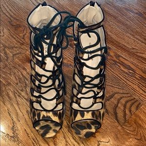 Leopard Print Lace-Up Heels